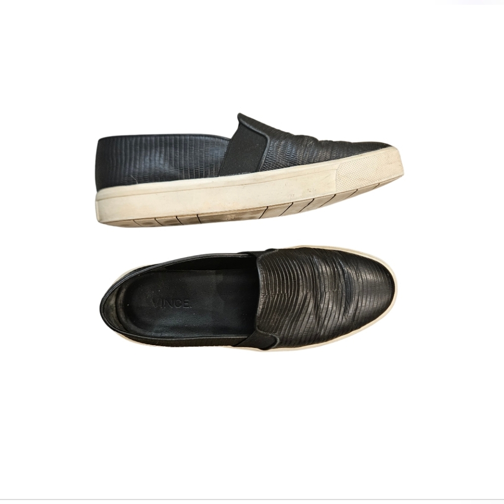 VINCE | Black Peforated Leather Blair Slip On Sneakers | Size 7.5 M